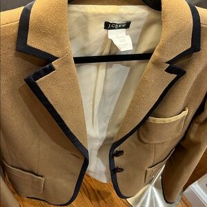 J. Crew Classic Tan Wool Blazer with Navy Trim